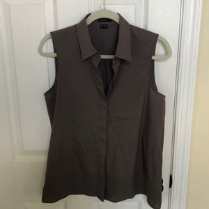 Theory sleeveless blouse with sheer bottom